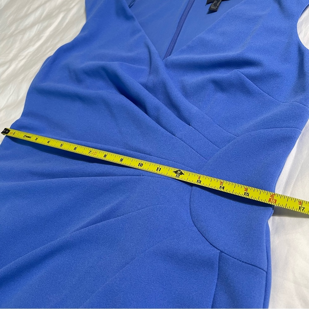 Adrianna Papell V-Neck Cap Sleeve‎ Cascading Ruffle Side Drape Sheath Dress - Picture 12 of 16